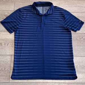 Nike Golf Polo Mens Medium Blue Striped Tiger Woods Collection Dri-FIT Preppy